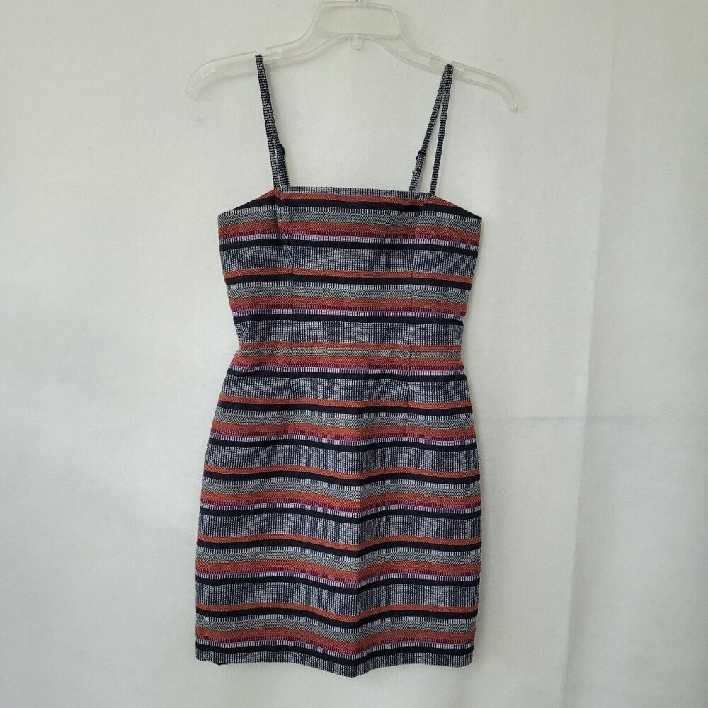 Kookai Dress Womens 34/US 2 Tapestry Striped Lined Adjustable Strap Mini Stretch